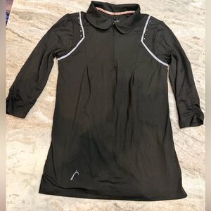 SwingDish Black Performance Golf Top Medium Stretch UV Athletic Long Sleeve NEW